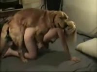 Beautiful blonde offering her pussy to dog's hard dick